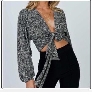 Princess Polly Black and White Patterned Blouse